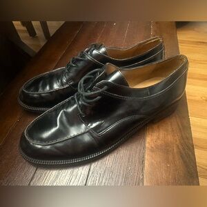 Lauren Ralph Lauren Black Leather Lace-Up Oxfords